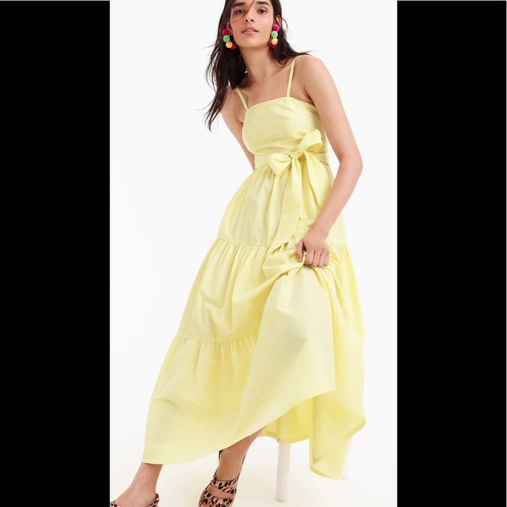 J. Crew yellow maxi dress with white stripes